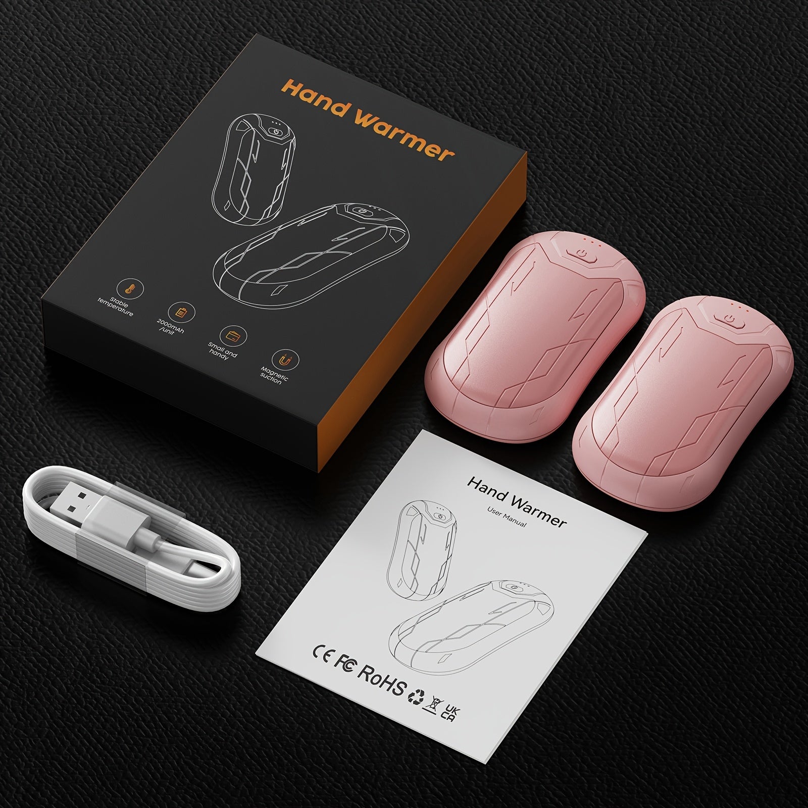 2pcs Rechargeable Hand Warmers - Wireless USB Pocket Warmer with 15 Hour Battery Life, Adjustable Temperature for Hunting, Golf, Camping & Skiing - Perfect Christmas Gift, Flagship 2024, Carnival