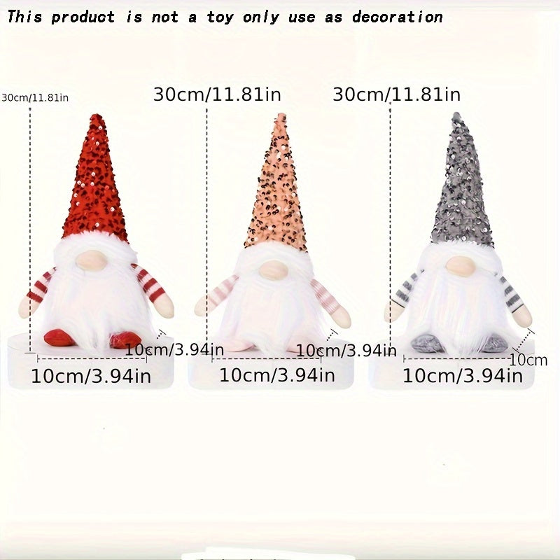 3pcs Rudolph Christmas Doll Ornaments - Glowing Faceless Figures with Sequins and Lights - Festive Window Decorations for Home, Living Room, Bar, Cafe, and Holiday Season