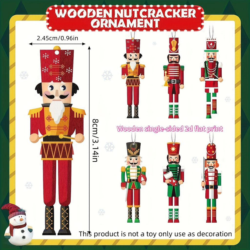12pcs Nutcrackers Ornaments Hanging Tree Decorations King And Soldier Nutcracker Black Figures Nutcracker Ornaments For Tree