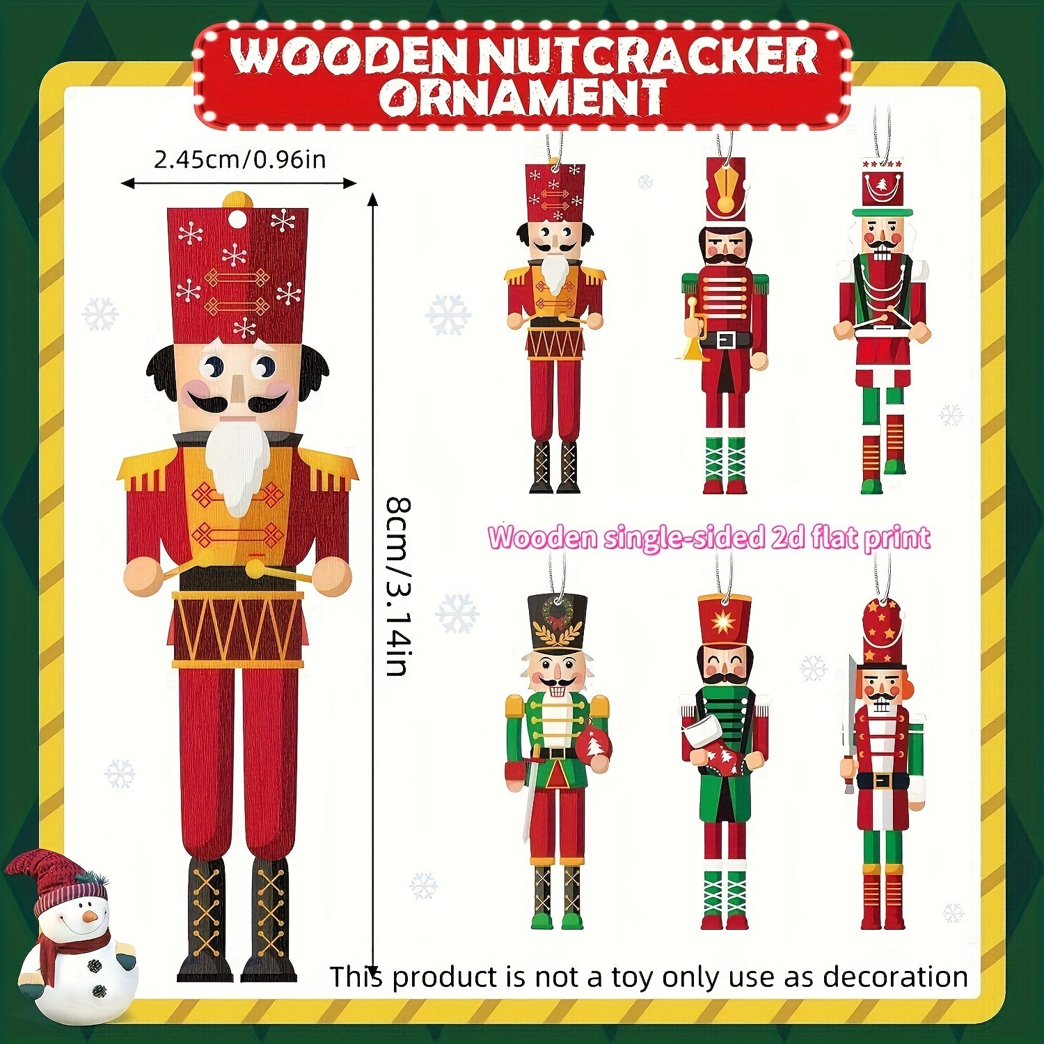 12pcs Nutcrackers Ornaments Hanging Tree Decorations King And Soldier Nutcracker Black Figures Nutcracker Ornaments For Tree