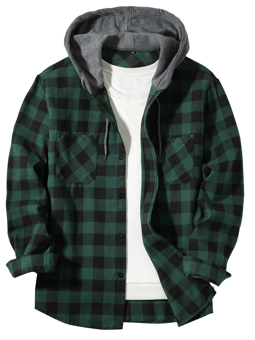 Stylish Casual Men's Classical Plaid Design Hooded Long Sleeve Shirts Top For Outdoor Spring And Fall
