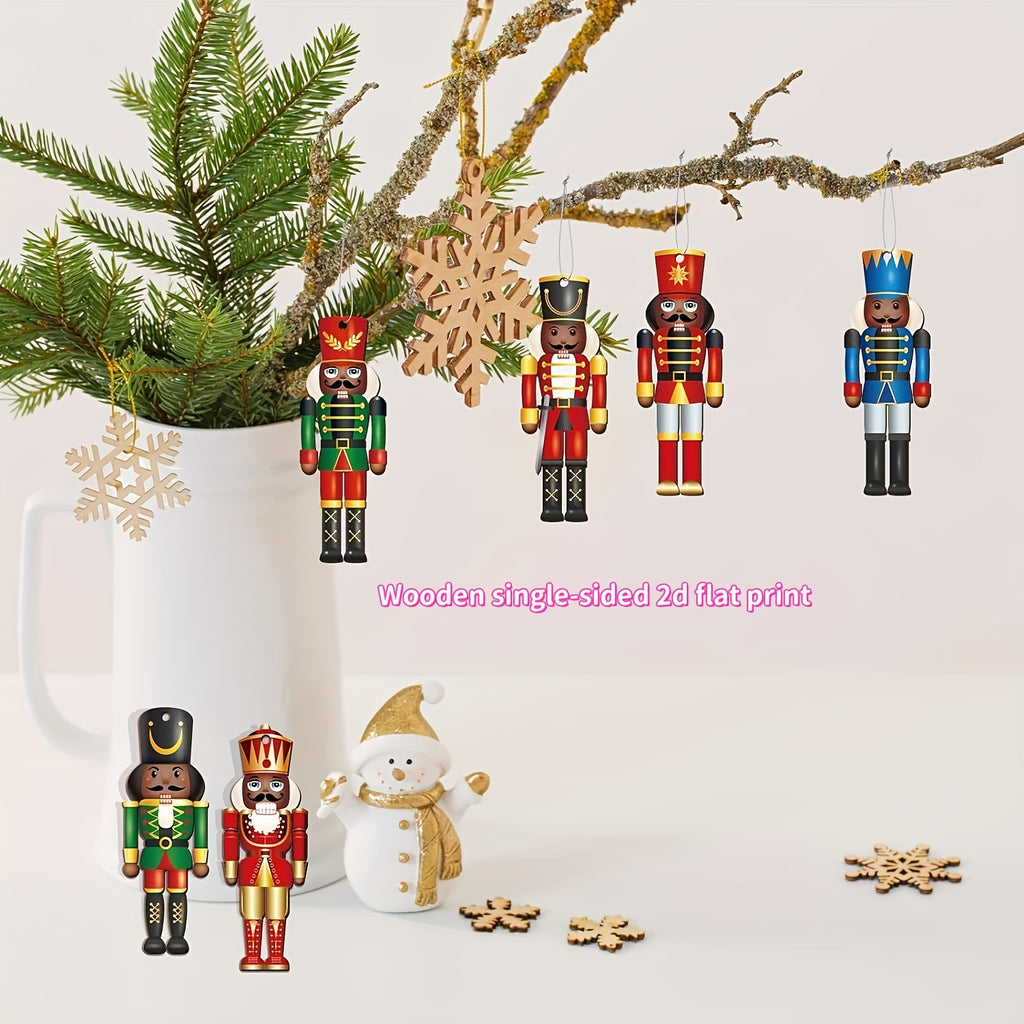 12pcs Nutcrackers Ornaments Hanging Tree Decorations King And Soldier Nutcracker Black Figures Nutcracker Ornaments For Tree