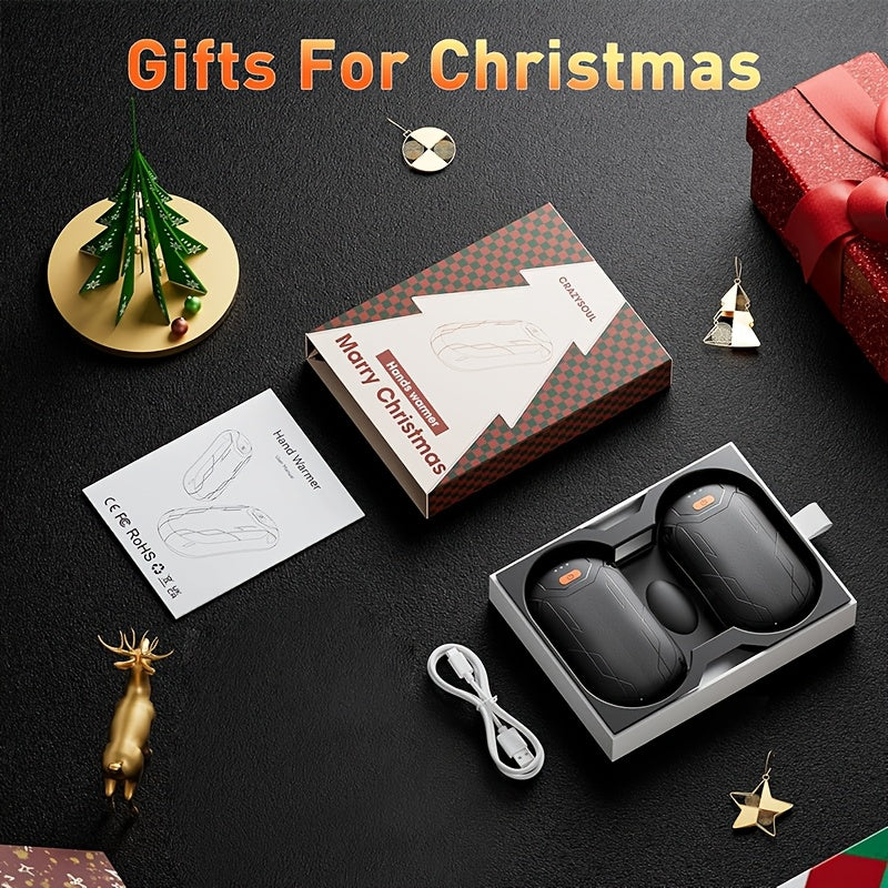 2pcs Rechargeable Hand Warmers - Wireless USB Pocket Warmer with 15 Hour Battery Life, Adjustable Temperature for Hunting, Golf, Camping & Skiing - Perfect Christmas Gift, Flagship 2024, Carnival