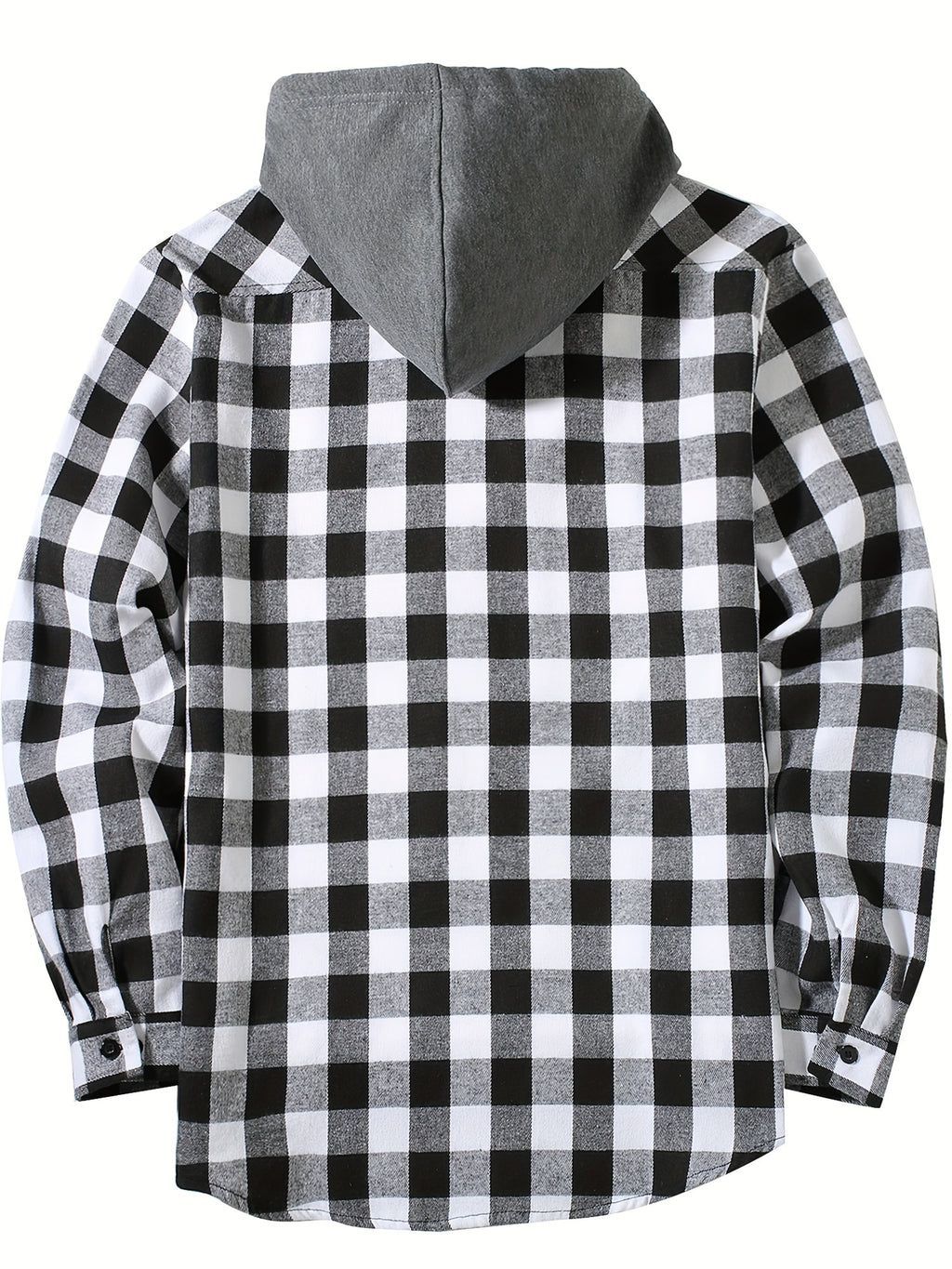 Stylish Casual Men's Classical Plaid Design Hooded Long Sleeve Shirts Top For Outdoor Spring And Fall