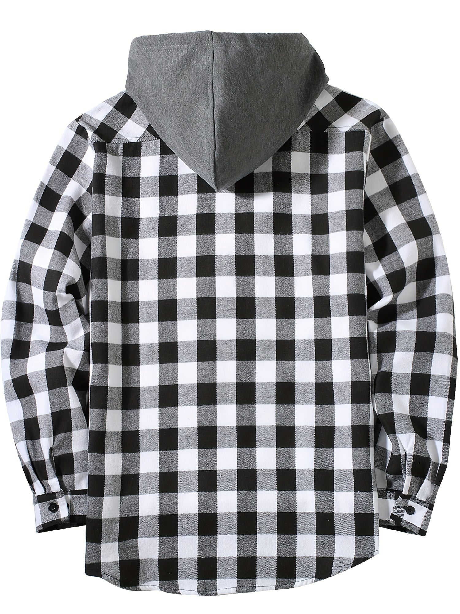 Stylish Casual Men's Classical Plaid Design Hooded Long Sleeve Shirts Top For Outdoor Spring And Fall