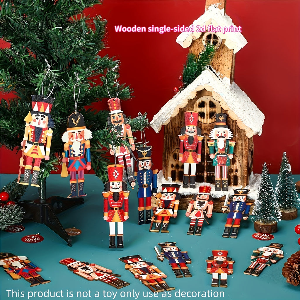 12pcs Nutcrackers Ornaments Hanging Tree Decorations King And Soldier Nutcracker Black Figures Nutcracker Ornaments For Tree