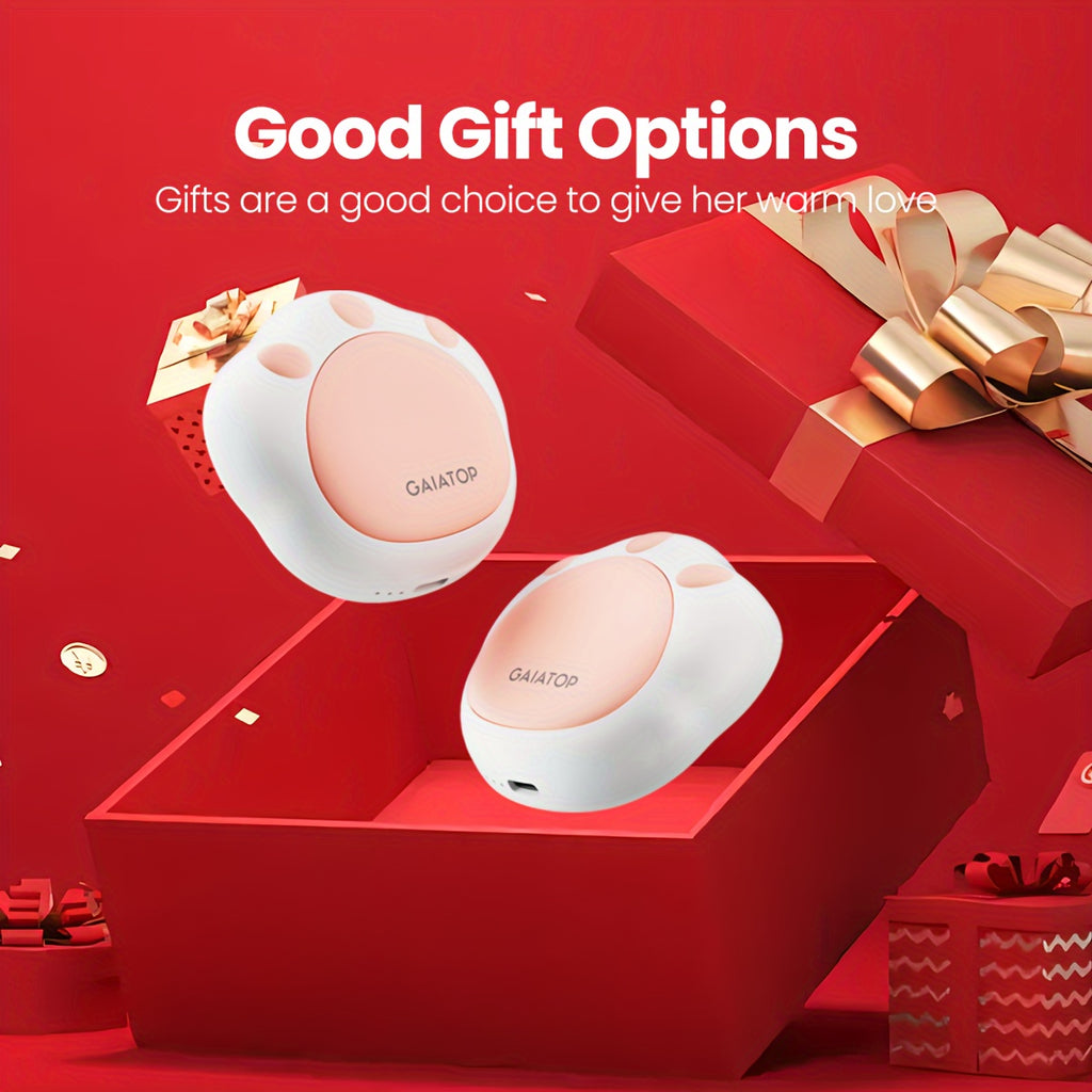 GAIATOP 2pcs Cute Cat Paw Hand Warmers - Portable, Rechargeable USB-C, Magnetic, Perfect for Boys & Girls in Cold Weather - Pink