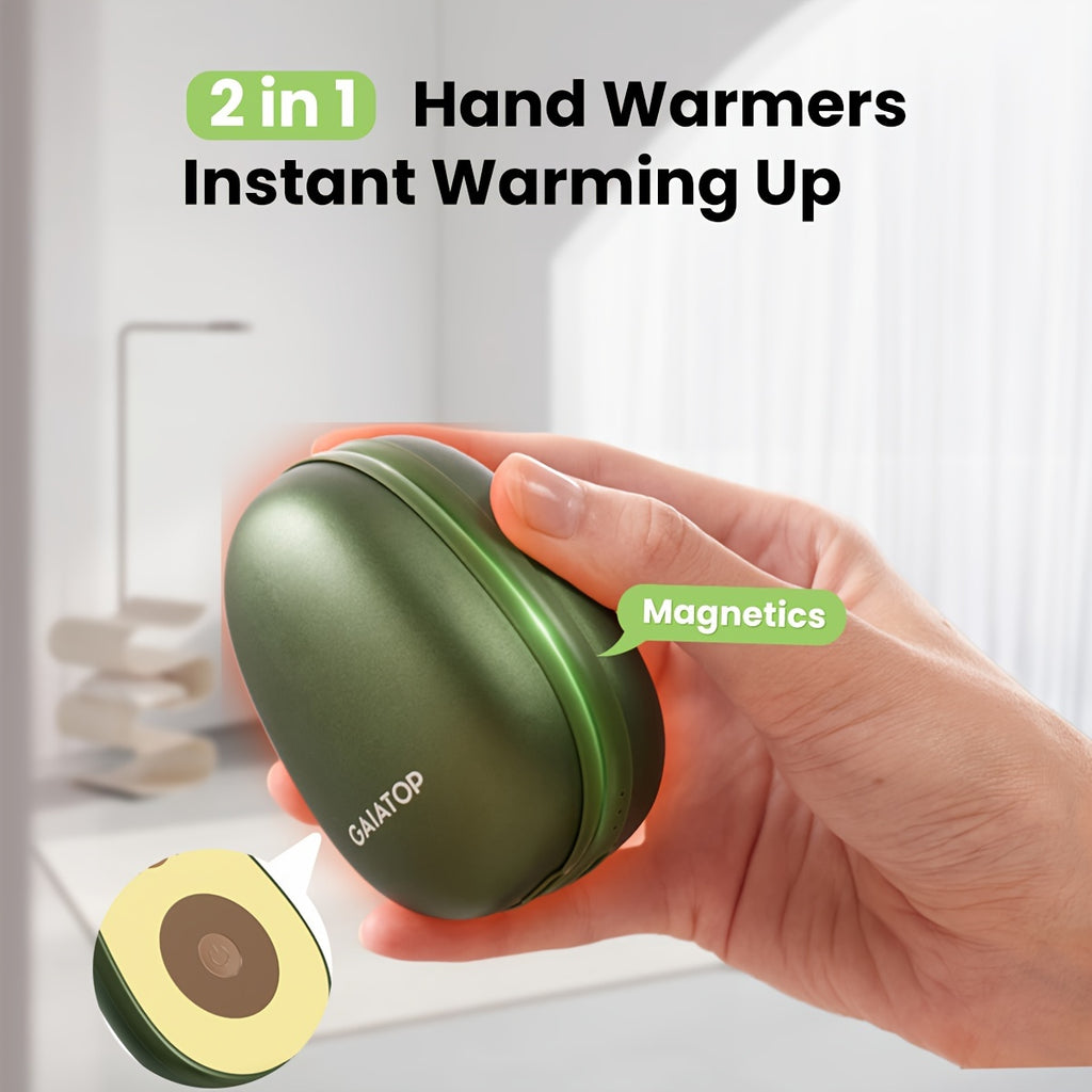 2pcs Magnetic Hand Warmers, 4000mAh Rechargeable Hand Warmer, 3 Heat Settings Electric Pocket Portable Hand Heater Gifts For Women, Men, Outdoor, Camping, Hunting Green