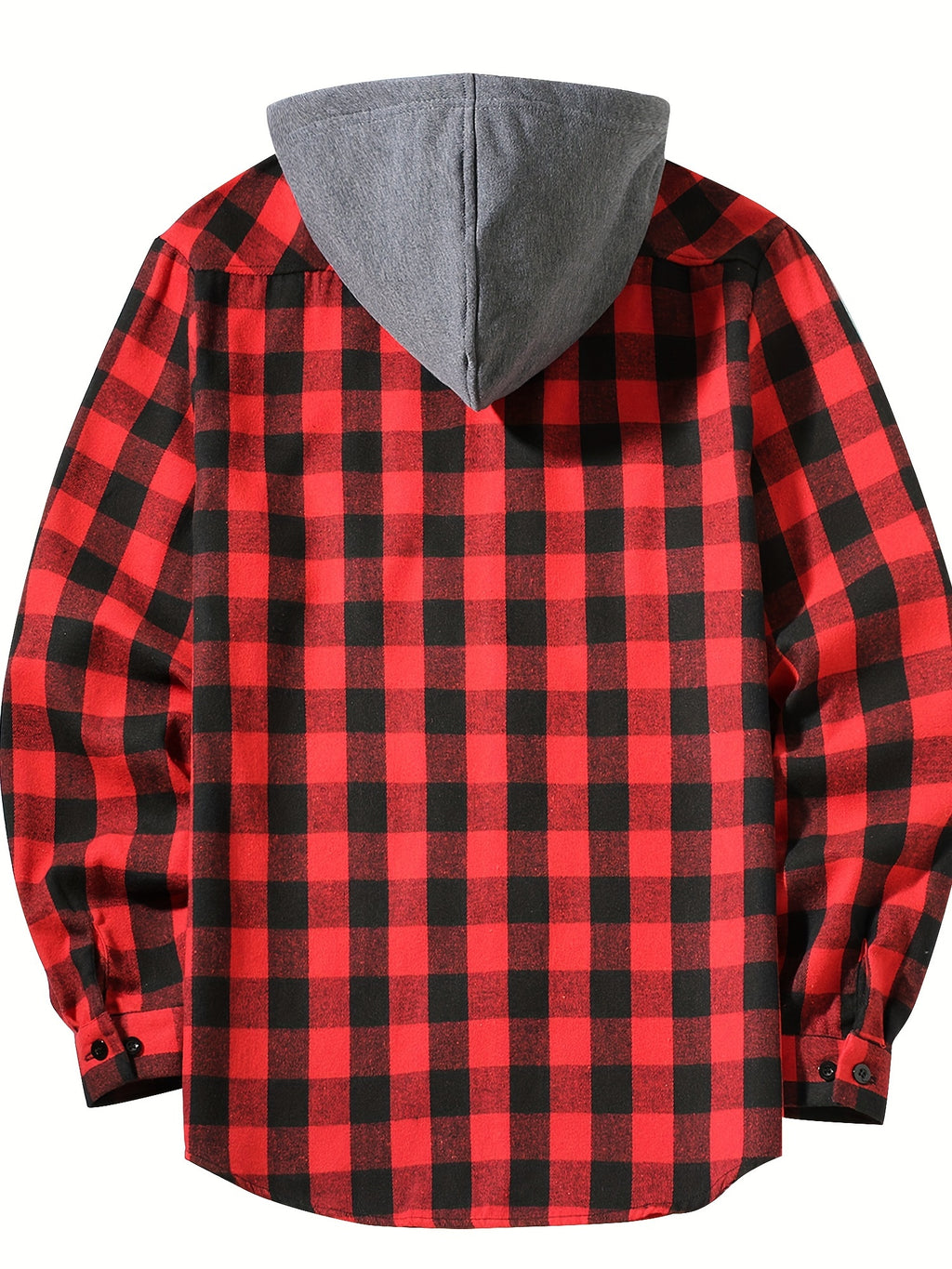 Stylish Casual Men's Classical Plaid Design Hooded Long Sleeve Shirts Top For Outdoor Spring And Fall