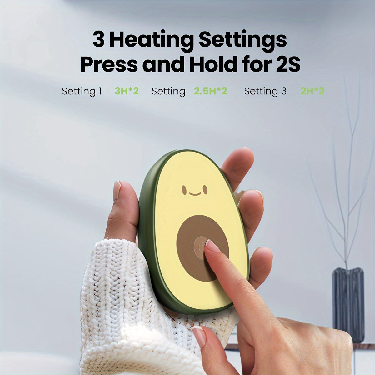 2pcs Magnetic Hand Warmers, 4000mAh Rechargeable Hand Warmer, 3 Heat Settings Electric Pocket Portable Hand Heater Gifts For Women, Men, Outdoor, Camping, Hunting Green