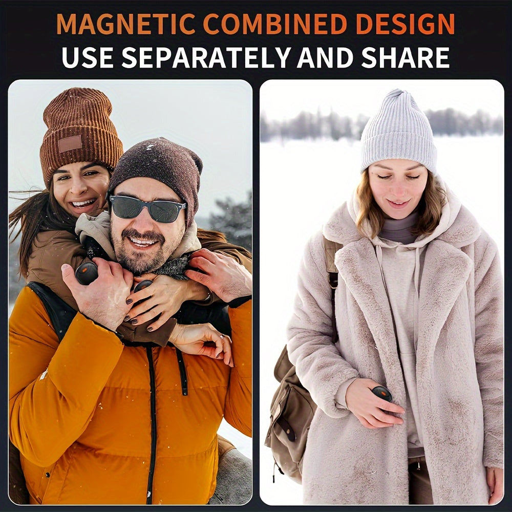 2pcs Rechargeable Hand Warmers - Wireless USB Pocket Warmer with 15 Hour Battery Life, Adjustable Temperature for Hunting, Golf, Camping & Skiing - Perfect Christmas Gift, Flagship 2024, Carnival