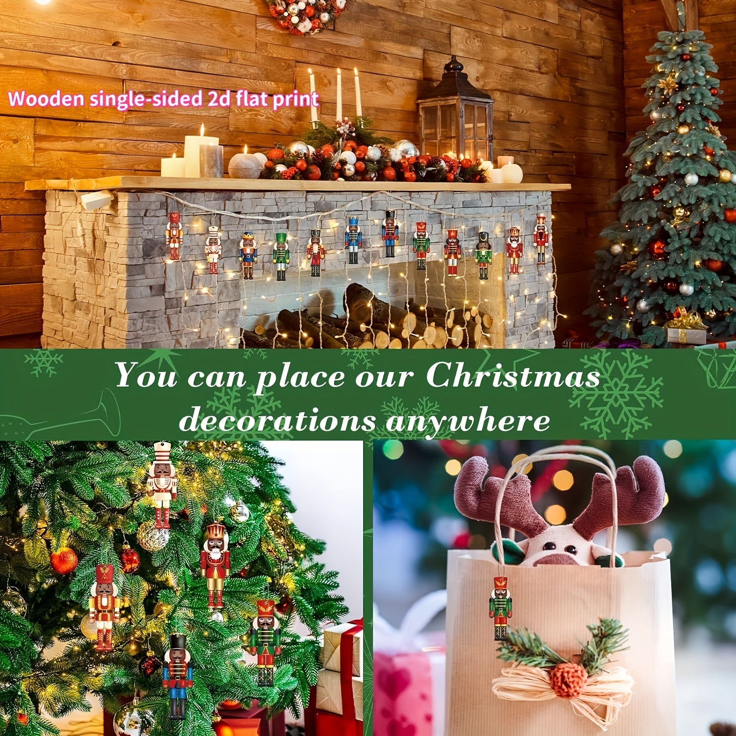 12pcs Nutcrackers Ornaments Hanging Tree Decorations King And Soldier Nutcracker Black Figures Nutcracker Ornaments For Tree