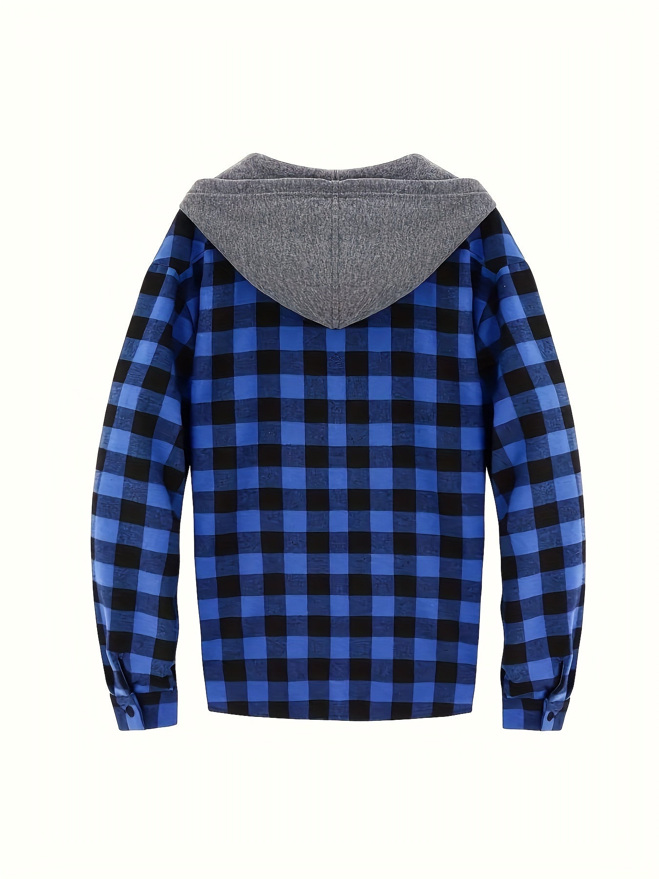 Stylish Casual Men's Classical Plaid Design Hooded Long Sleeve Shirts Top For Outdoor Spring And Fall