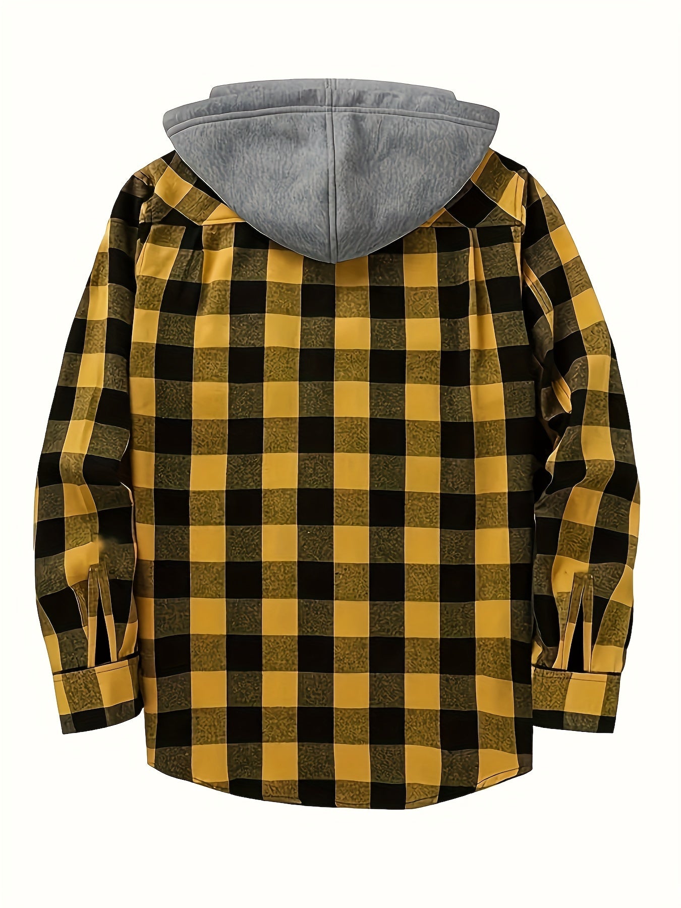 Stylish Casual Men's Classical Plaid Design Hooded Long Sleeve Shirts Top For Outdoor Spring And Fall