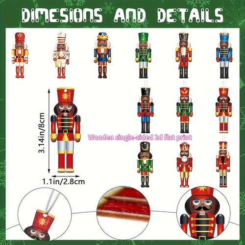 12pcs Nutcrackers Ornaments Hanging Tree Decorations King And Soldier Nutcracker Black Figures Nutcracker Ornaments For Tree