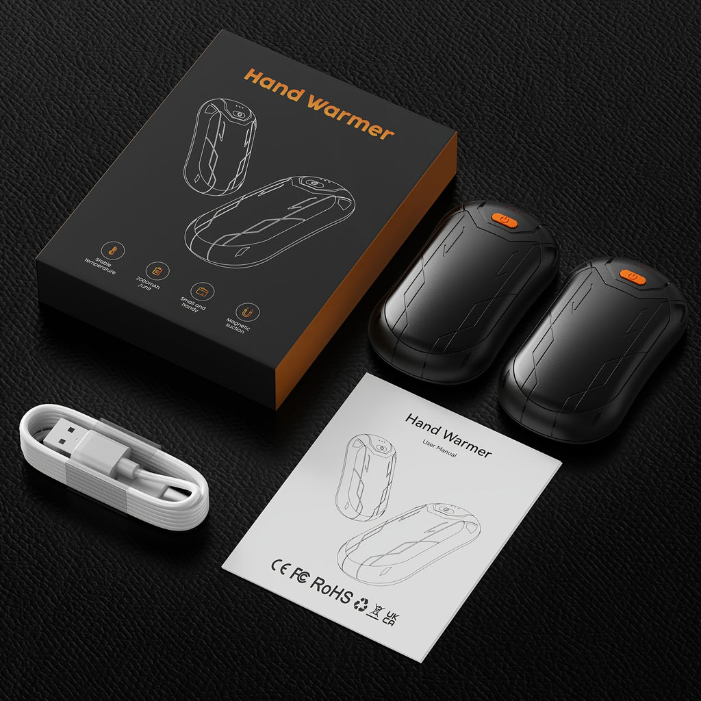 2pcs Rechargeable Hand Warmers - Wireless USB Pocket Warmer with 15 Hour Battery Life, Adjustable Temperature for Hunting, Golf, Camping & Skiing - Perfect Christmas Gift, Flagship 2024, Carnival