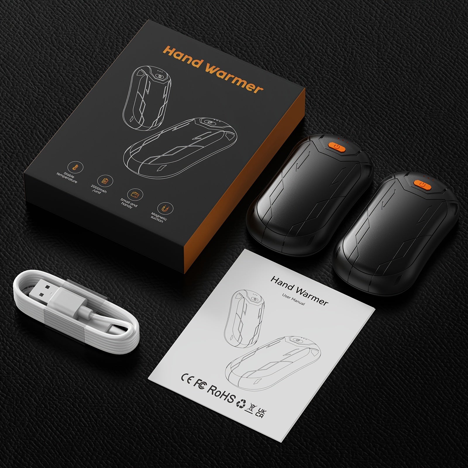 2pcs Rechargeable Hand Warmers - Wireless USB Pocket Warmer with 15 Hour Battery Life, Adjustable Temperature for Hunting, Golf, Camping & Skiing - Perfect Christmas Gift, Flagship 2024, Carnival