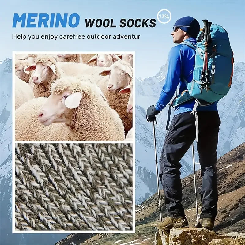 5 Pairs merino Socks For Men, Super Thick Hiking Socks Thermal Socks For Cold Weather