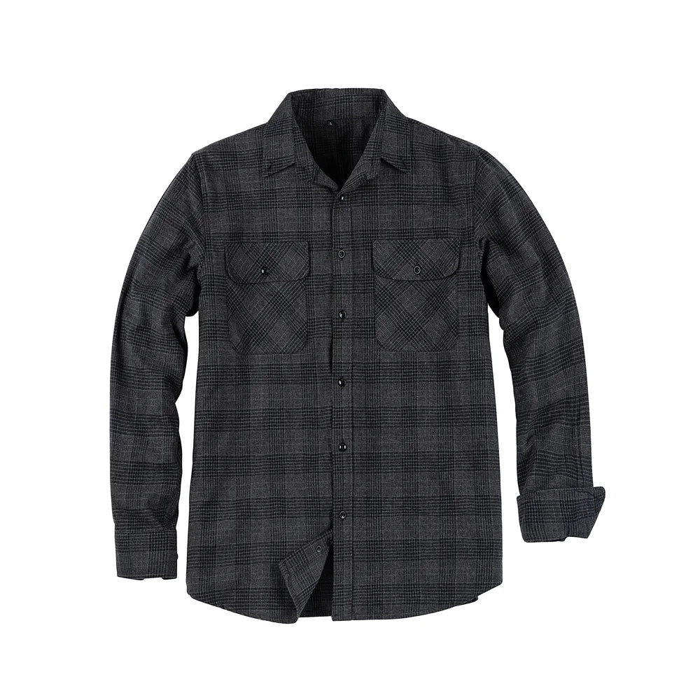 Mens Flannel Shirts Long Sleeve,Flannels for Men Button Down Plaid 100% Cotton With Dual Pockets