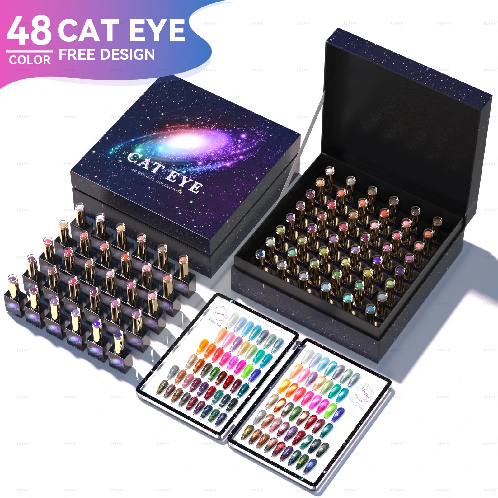 JTING New Nail Unique Design 48 Colors Cat Eye Gel Polish Collection Set Box with Free Color Book Nail OEM ODM Private Label