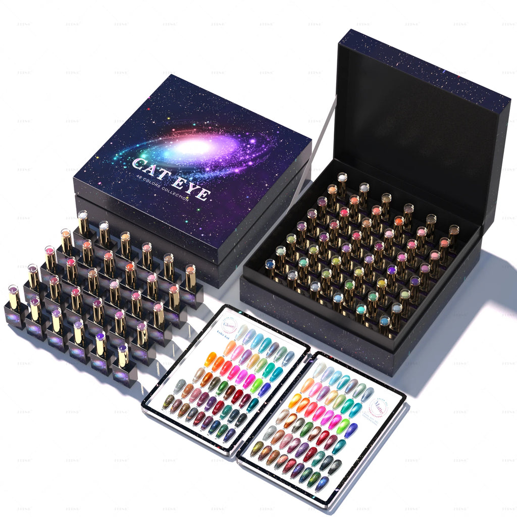 JTING New Nail Unique Design 48 Colors Cat Eye Gel Polish Collection Set Box with Free Color Book Nail OEM ODM Private Label
