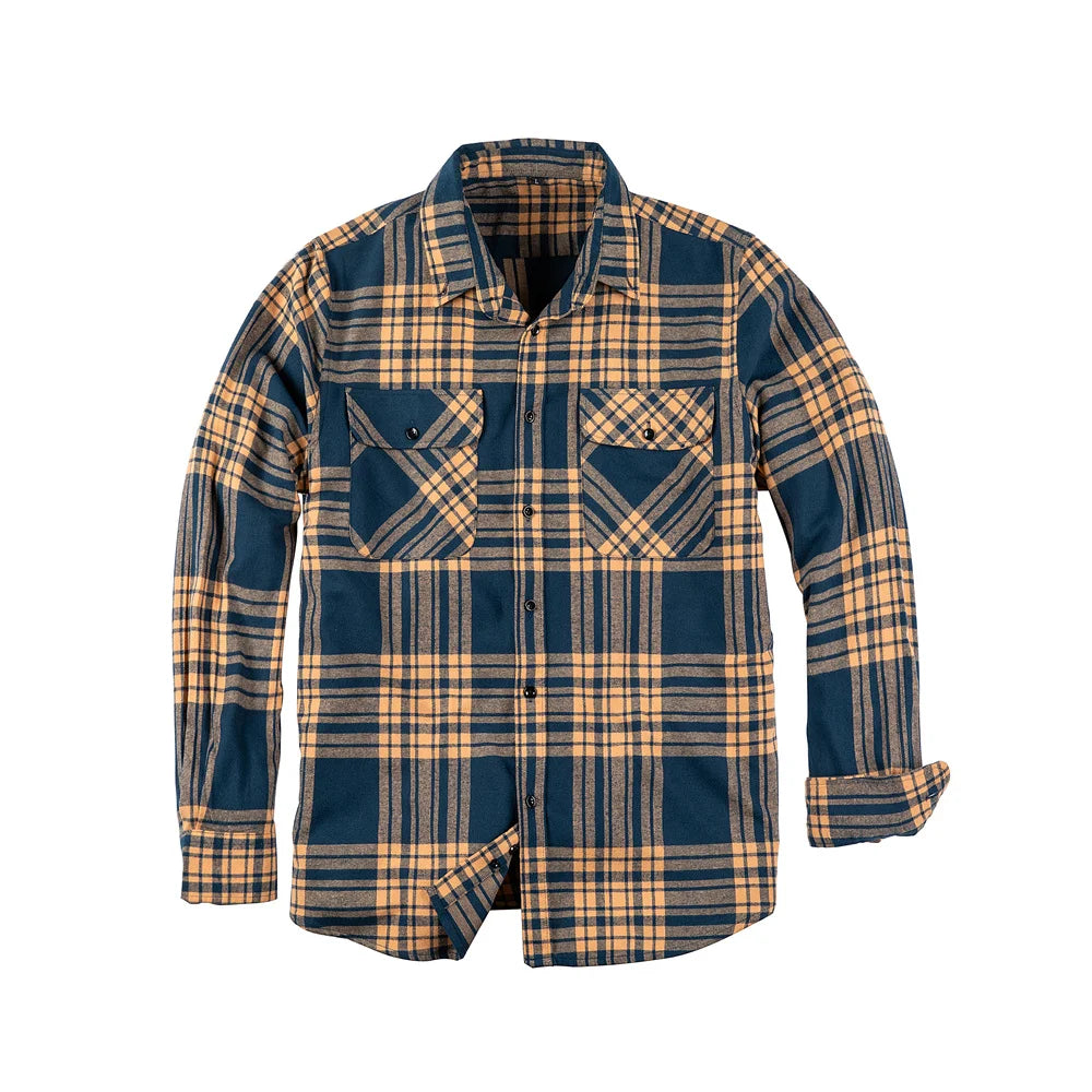 Mens Flannel Shirts Long Sleeve,Flannels for Men Button Down Plaid 100% Cotton With Dual Pockets