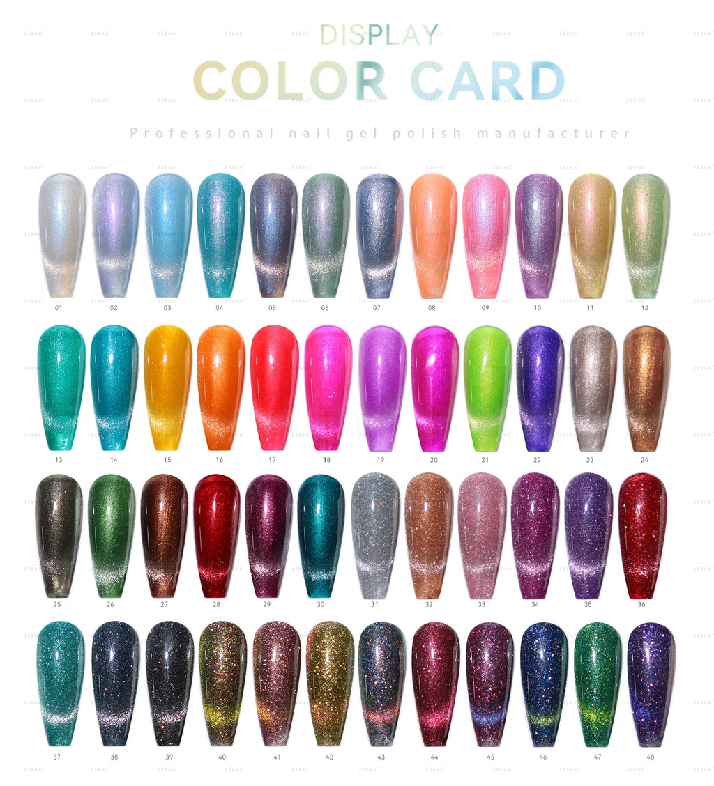 JTING New Nail Unique Design 48 Colors Cat Eye Gel Polish Collection Set Box with Free Color Book Nail OEM ODM Private Label