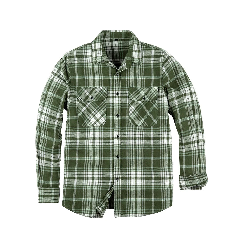 Mens Flannel Shirts Long Sleeve,Flannels for Men Button Down Plaid 100% Cotton With Dual Pockets