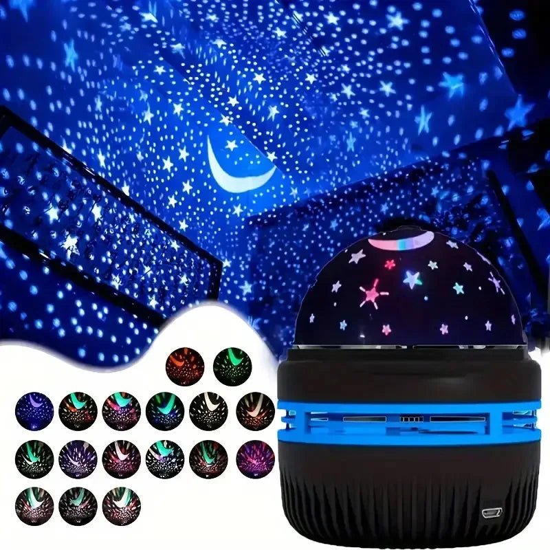 LED Starry Sky Night Lights USB Rotating Projector Lamp Magic Ball Moon Star Christmas Lights Home Room Atmosphere Decorations