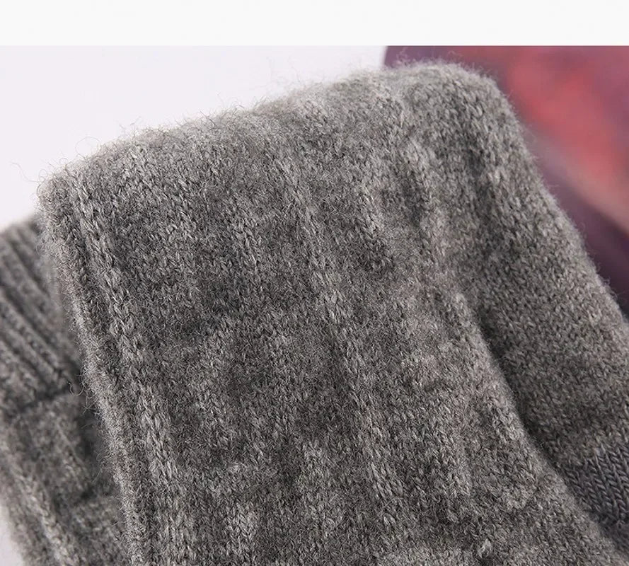 Winter Gloves For Men Half Finger Writting Office Cycling Knitted Gloves Students Alpaca Wool Warm Thick Elastic Driving Gloves