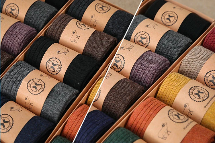 Fine-spun wool socks, winter thickened boneless knitted mid-calf socks, long leg covers with boots, calf pile socks