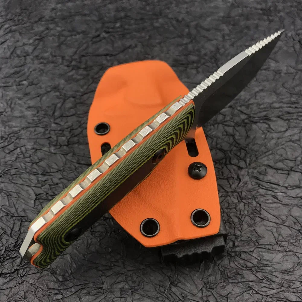 BM 15017 Hunt Hidden Canyon Hunter Mini Drop Point Fixed Blade Knife Wood / Orange G10 Handle Tactical Survival Camping Knives
