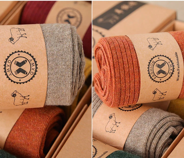 Fine-spun wool socks, winter thickened boneless knitted mid-calf socks, long leg covers with boots, calf pile socks