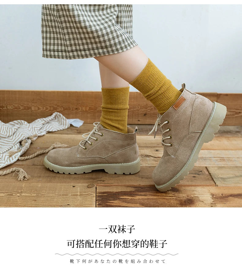 Fine-spun wool socks, winter thickened boneless knitted mid-calf socks, long leg covers with boots, calf pile socks