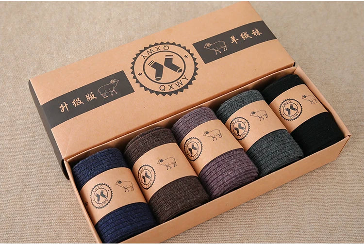 Fine-spun wool socks, winter thickened boneless knitted mid-calf socks, long leg covers with boots, calf pile socks