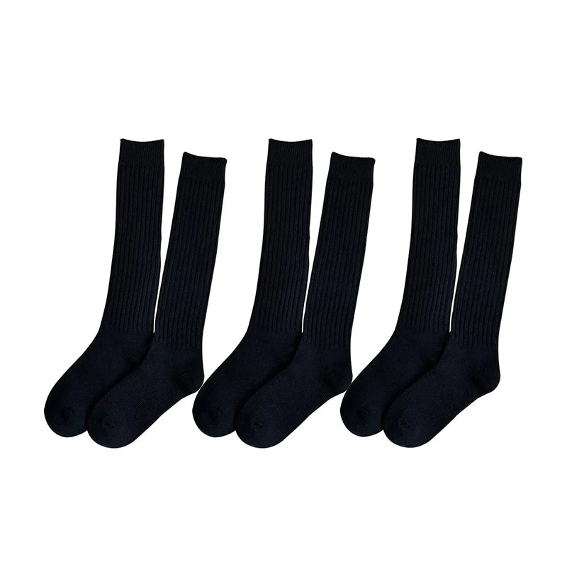 Calf Socks Autumn/Winter Thickened Coffee Colored Stacked Socks Japanese Knee Length Socks Double Needle Socks For Women