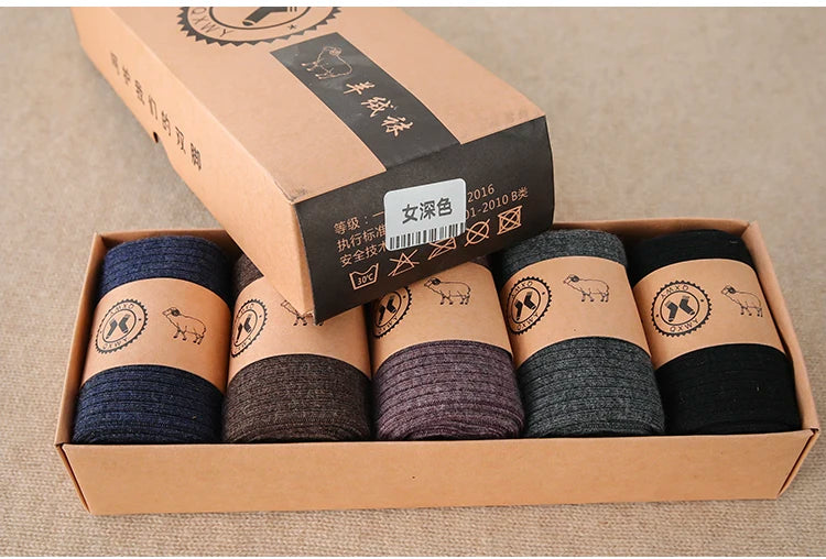 Fine-spun wool socks, winter thickened boneless knitted mid-calf socks, long leg covers with boots, calf pile socks