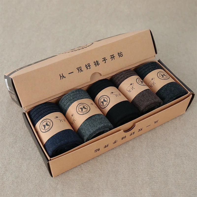 Fine-spun wool socks, winter thickened boneless knitted mid-calf socks, long leg covers with boots, calf pile socks