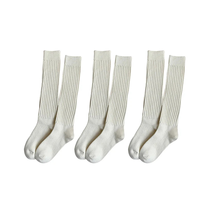 Calf Socks Autumn/Winter Thickened Coffee Colored Stacked Socks Japanese Knee Length Socks Double Needle Socks For Women