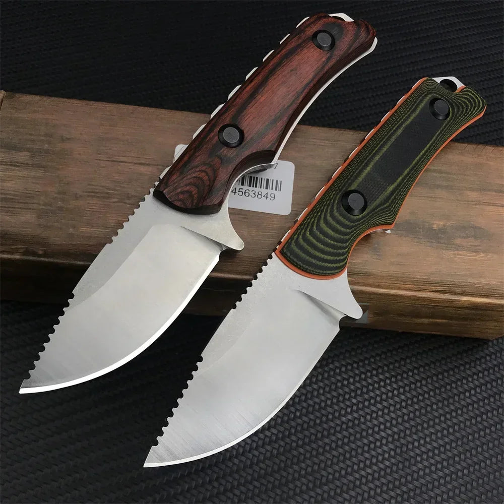 BM 15017 Hunt Hidden Canyon Hunter Mini Drop Point Fixed Blade Knife Wood / Orange G10 Handle Tactical Survival Camping Knives