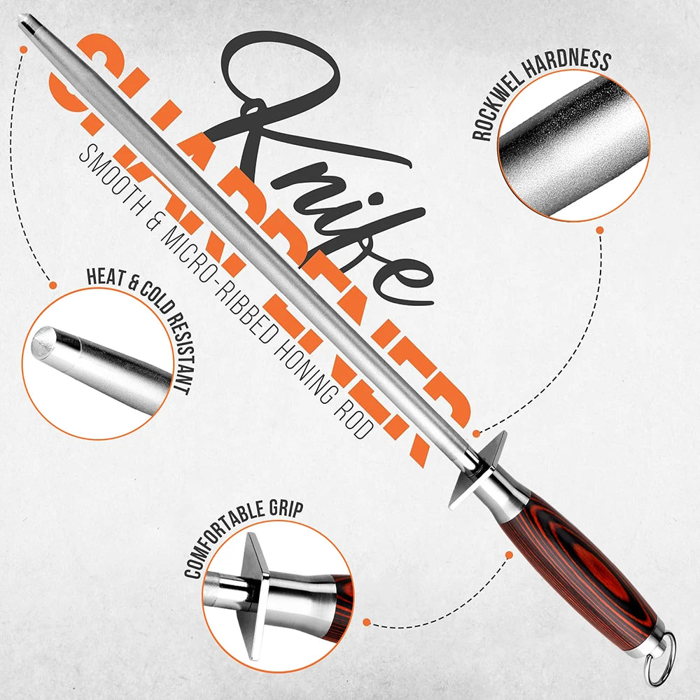 Professional Diamond Knife Sharpener 12 inch Color Wood Handle Handheld Kitchen Knife Sharpener Knife Fast sharp for All Knives