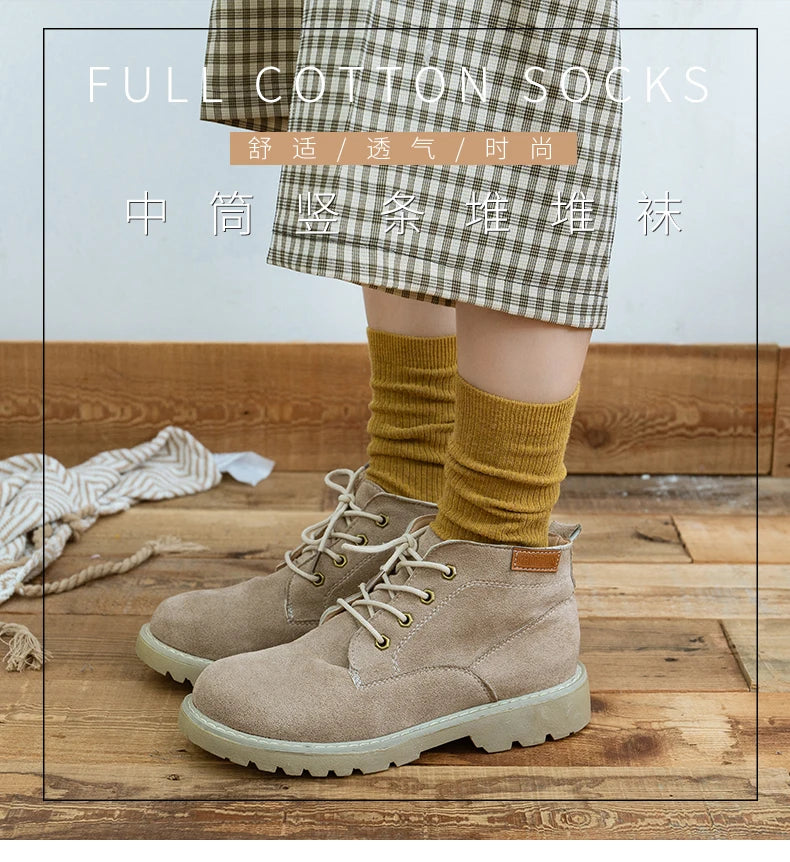 Fine-spun wool socks, winter thickened boneless knitted mid-calf socks, long leg covers with boots, calf pile socks
