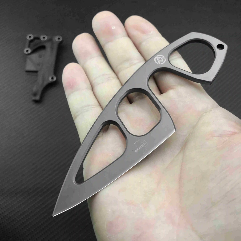 BOKER Pocket EDC Necklace Small Fixed Blade Knife 440C Steel Handle with ABS Sheath Outdoor Tactical Survival Mini Knives