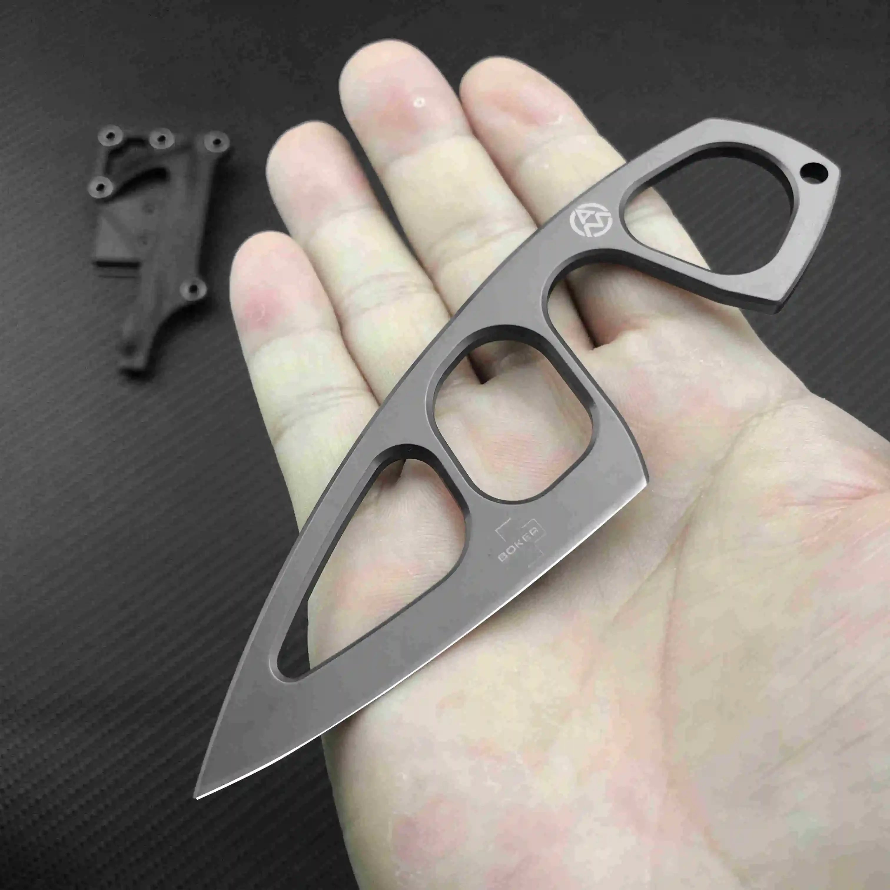 BOKER Pocket EDC Necklace Small Fixed Blade Knife 440C Steel Handle with ABS Sheath Outdoor Tactical Survival Mini Knives