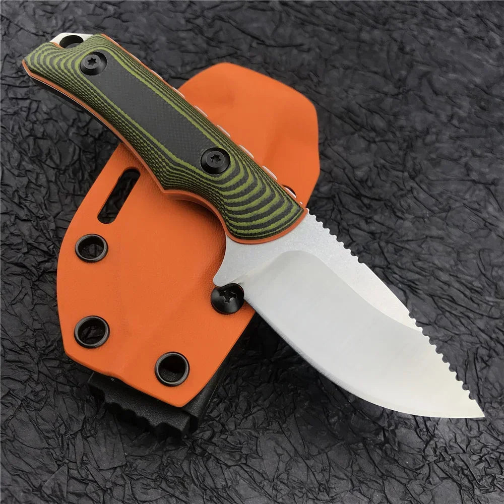 BM 15017 Hunt Hidden Canyon Hunter Mini Drop Point Fixed Blade Knife Wood / Orange G10 Handle Tactical Survival Camping Knives