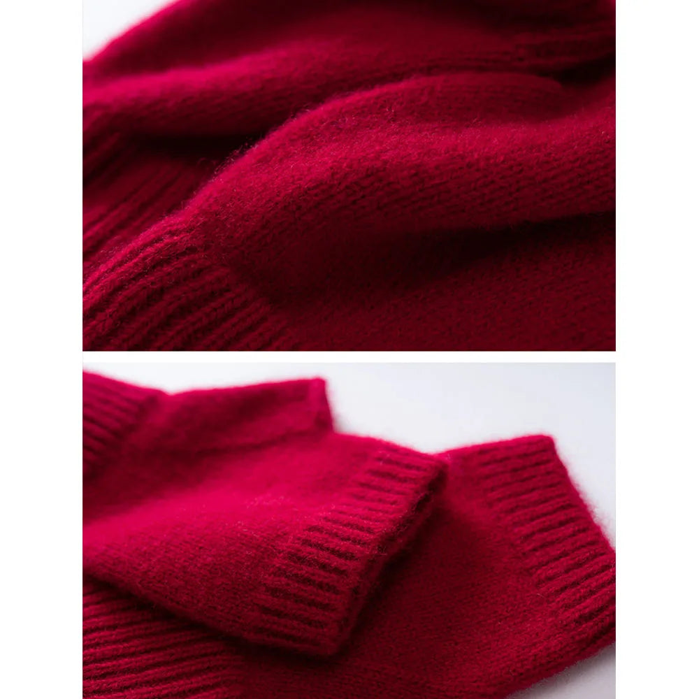 Gloves 100% Wool Knitted Women Winter Thermal Soft Mittens 15cm Knitted Fingerless Gloves Solid Color Black Semi Finger Mittens