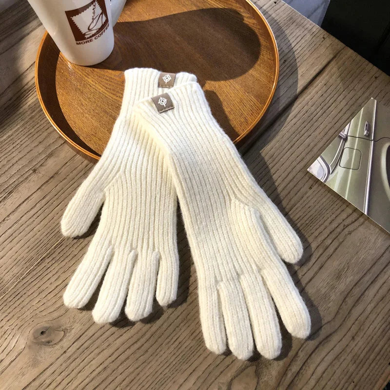 Wool Knitted Touchscreen Gloves Warm Winter Mittens Pure Color Handmade Woolen Gloves for Men Women Children Baby