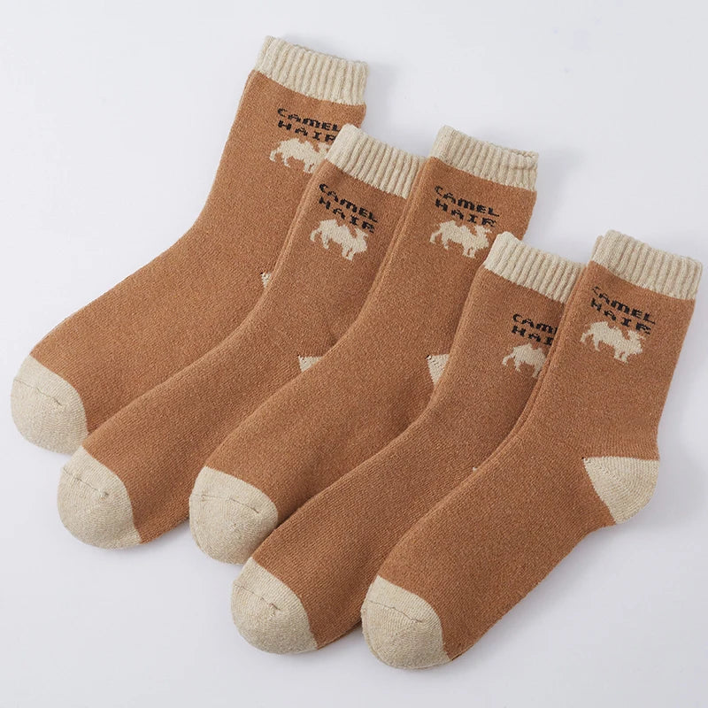 5 Pairs/lot Warm Wool Socks Men's Comfortable Soft Thicken Plush Casual Work Socks Winter Cycling Sport Cold Floor Sock Women