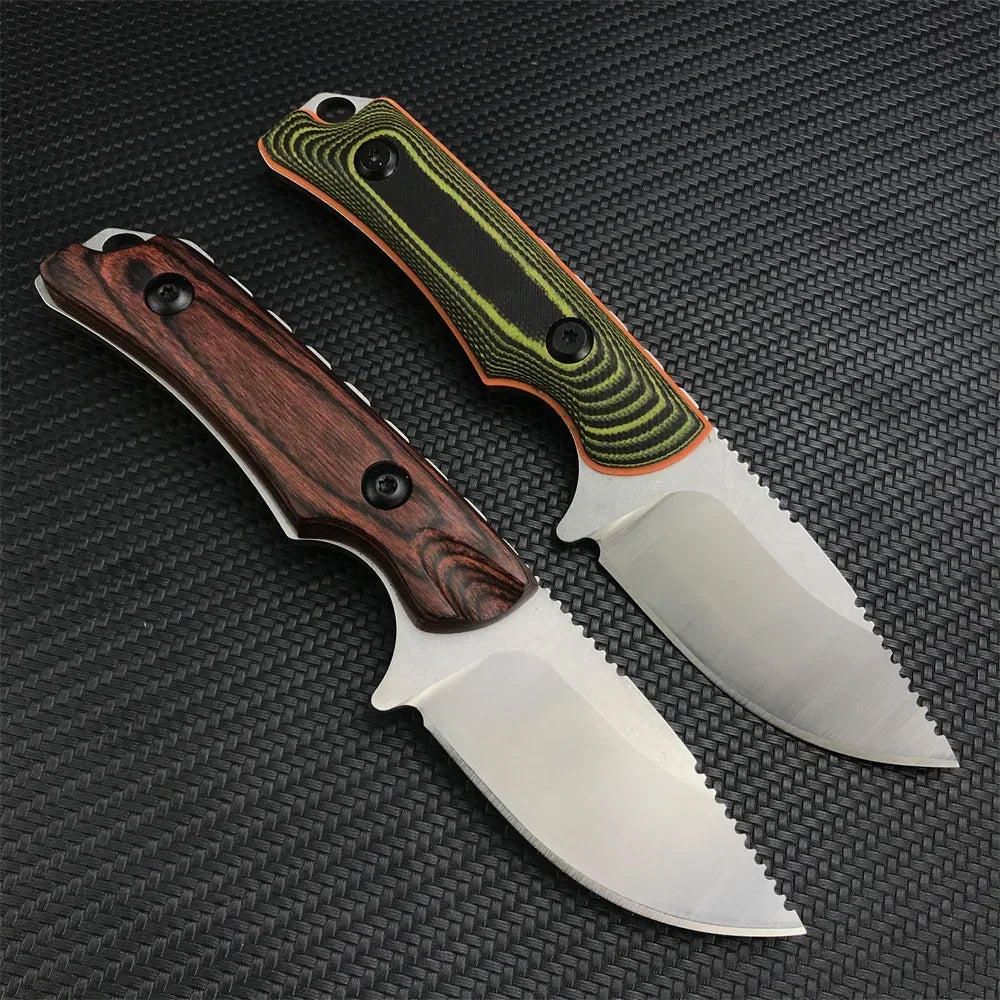 BM 15017 Hunt Hidden Canyon Hunter Mini Drop Point Fixed Blade Knife Wood / Orange G10 Handle Tactical Survival Camping Knives