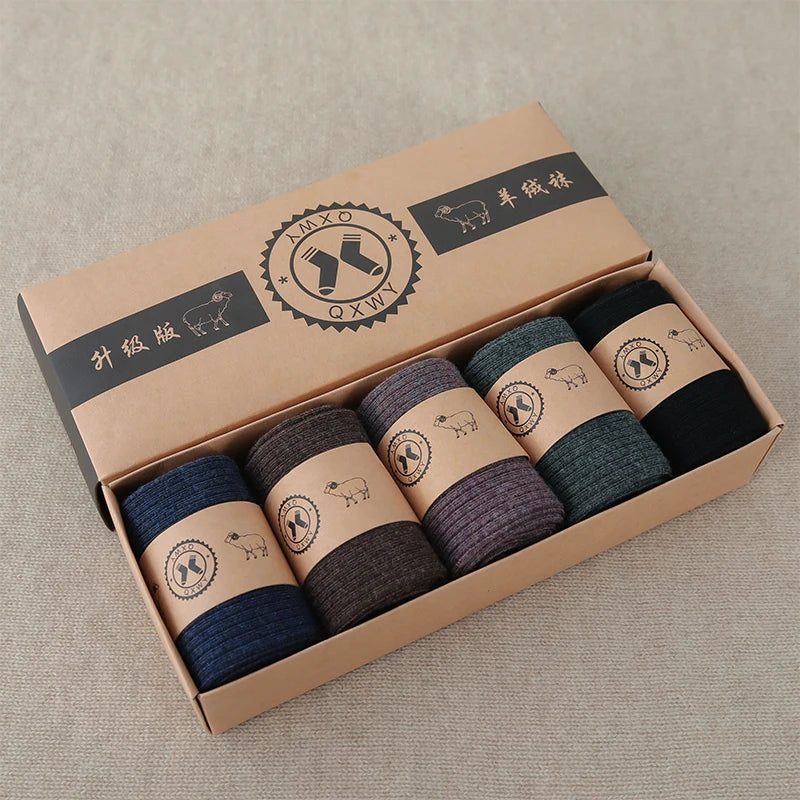 Fine-spun wool socks, winter thickened boneless knitted mid-calf socks, long leg covers with boots, calf pile socks